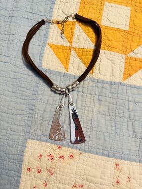 Double Paddle Silver Plated Choker Necklace By Robert Lee Morris So Ho